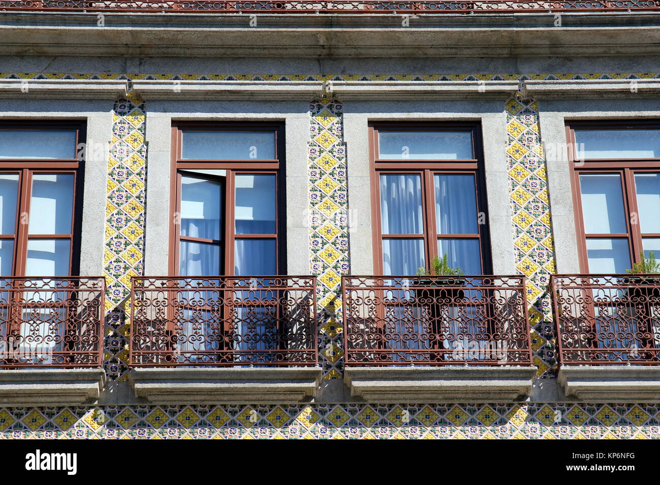 house facade with azulejos (wall tiles) in porto,portugal Stock Photo