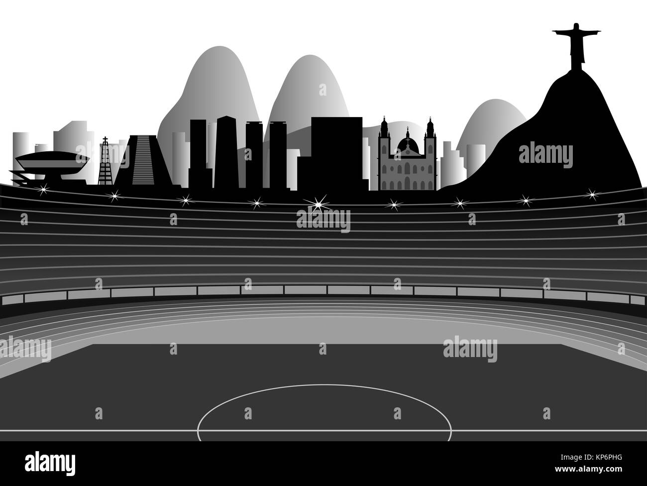 Stadium With Rio Skyline On The Horizon Stock Photo