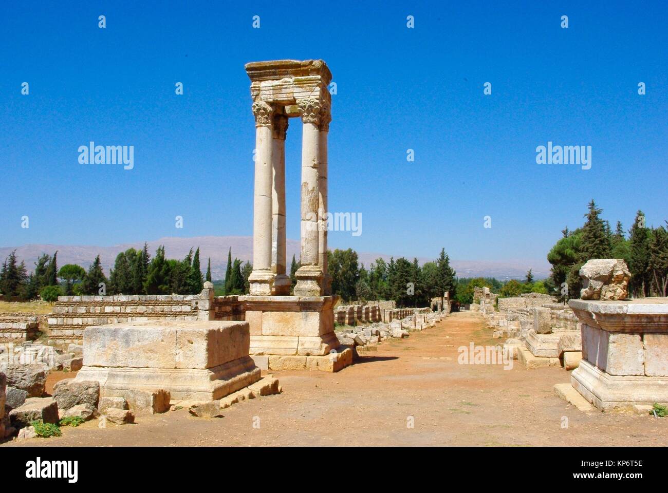 The Omayyad Palace in Aanjar (Haoush Moussa) in Bekaa Valley, Lebanon, situated at the border with Syria Stock Photo