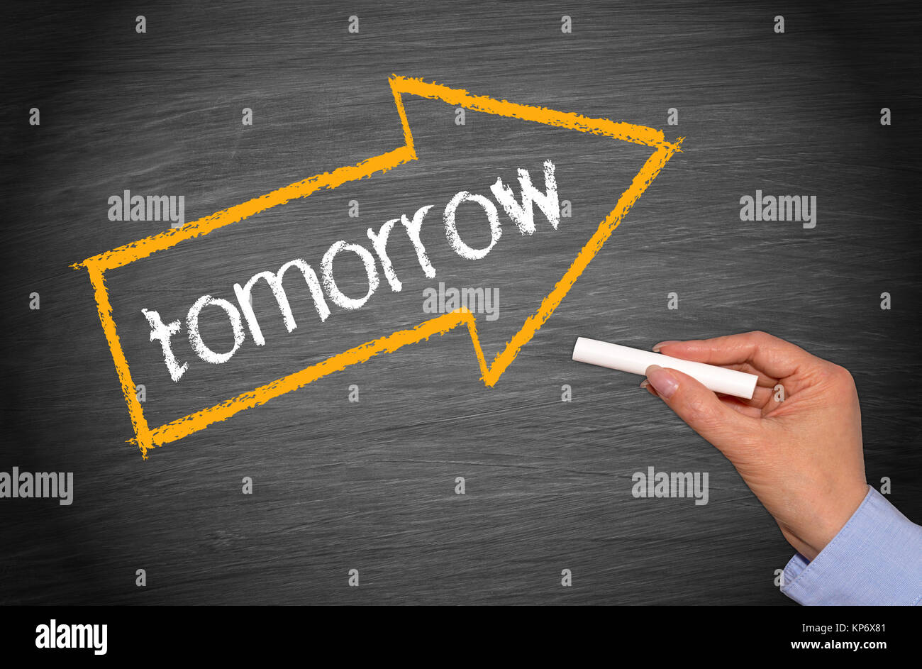tomorrow arrow with text Stock Photo - Alamy