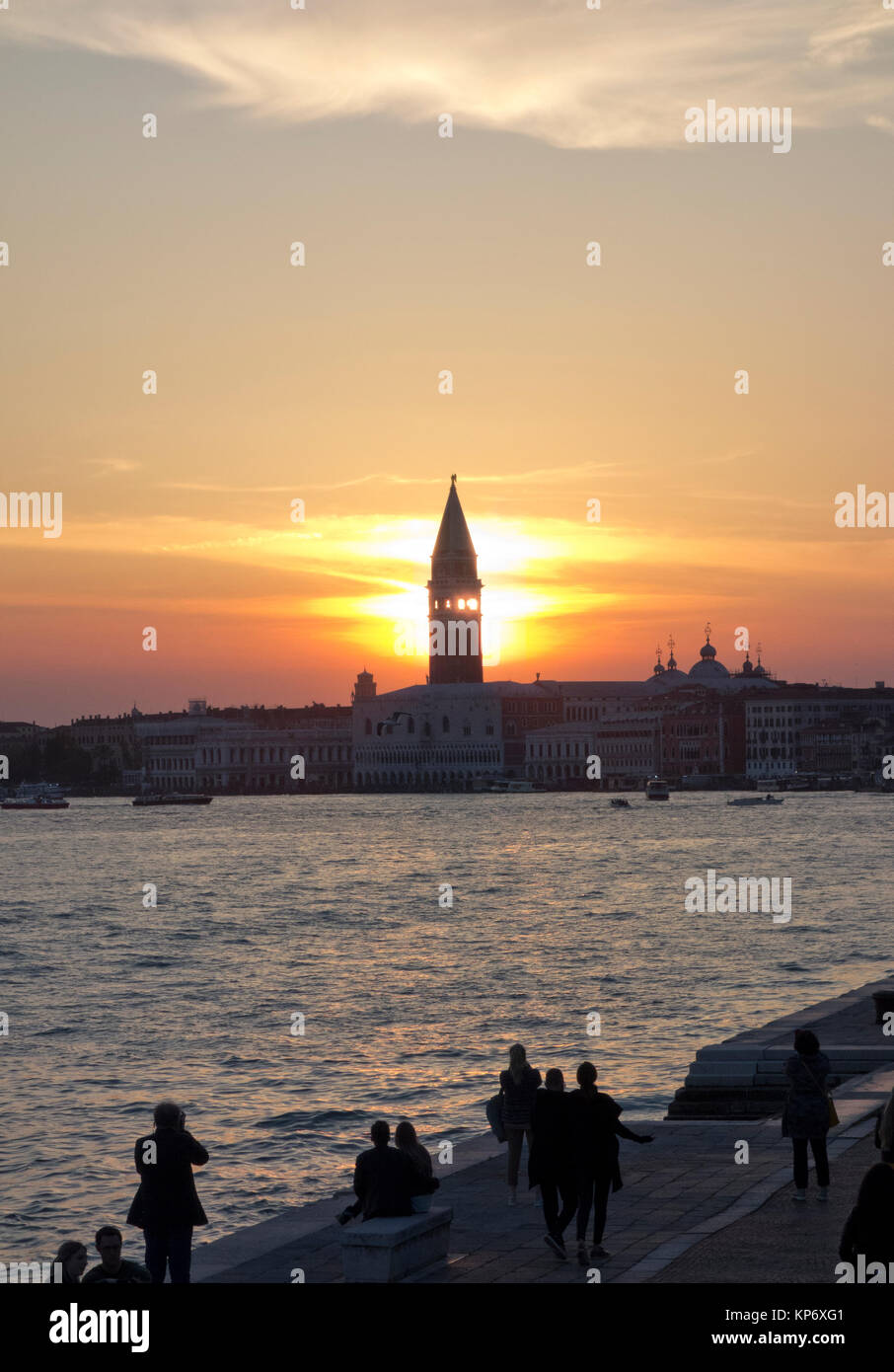 St. Mark's Rower Sunset behind St. Mark's tower, Venice, 2017 Stock Photo - Alamy