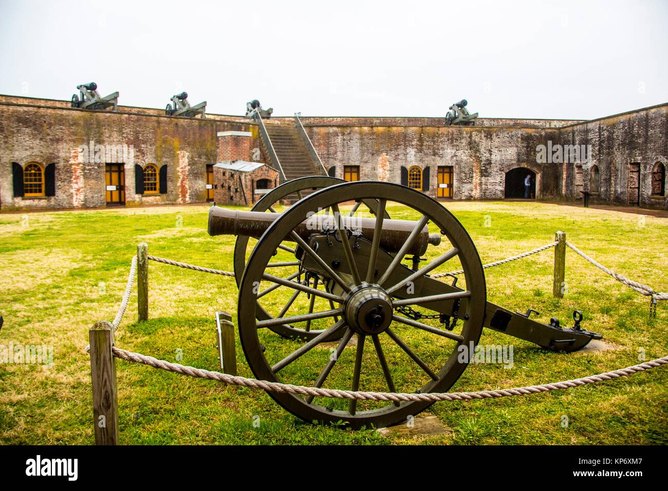 Old canons on displays at an old Fort museum. Fort Macon State Park