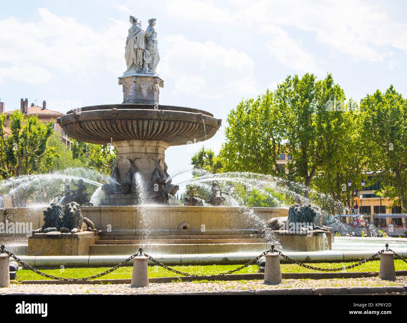 Very famous fountain in Aix en Provence in the middle of the roundabout. The Fontaine de la Very famous fountain in Aix en Provence in the middle of the roundabout. The Fontaine de la