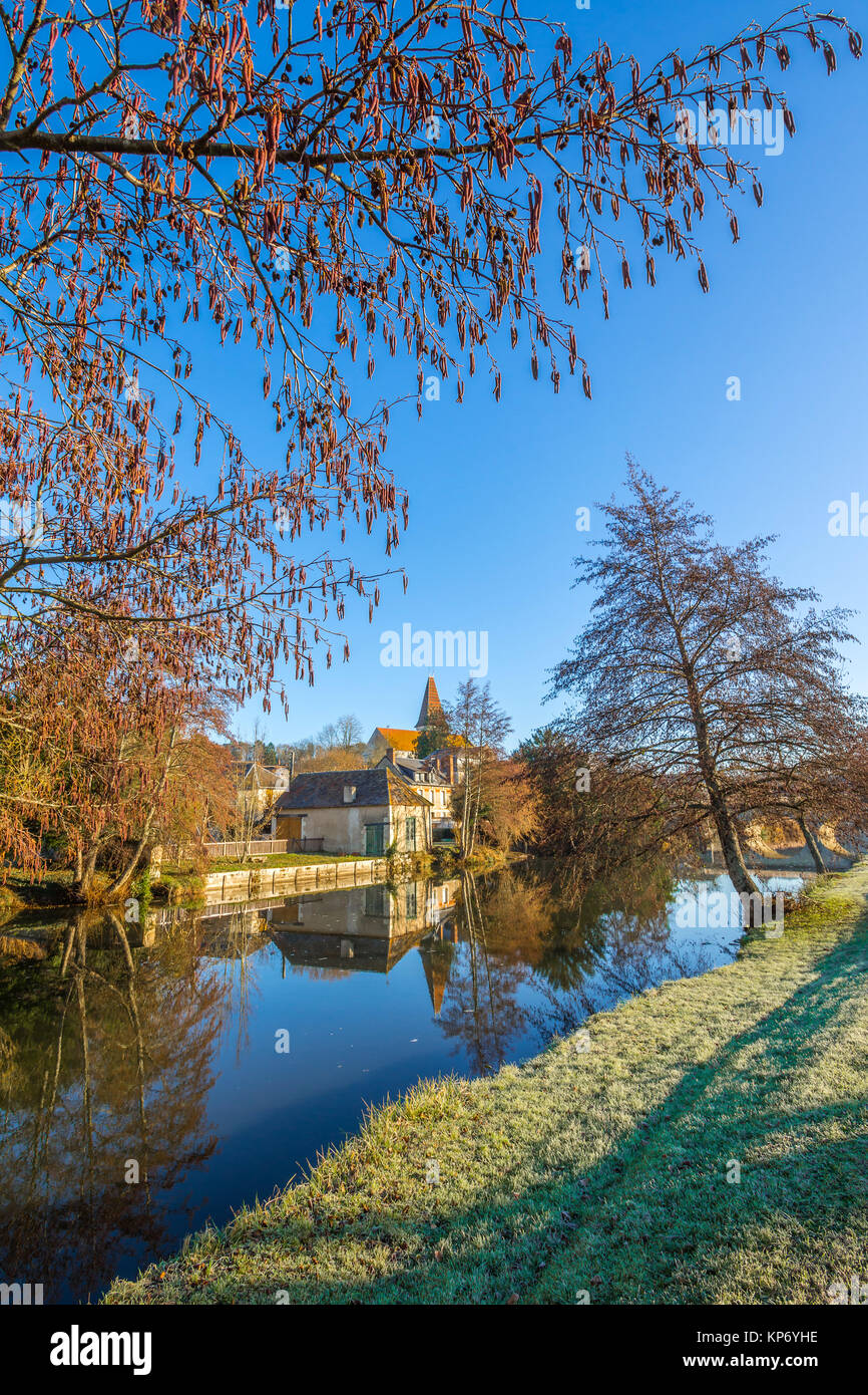 Claise Riverside view, river Claise, Preuilly-sur-Claise, France Stock Photo ...