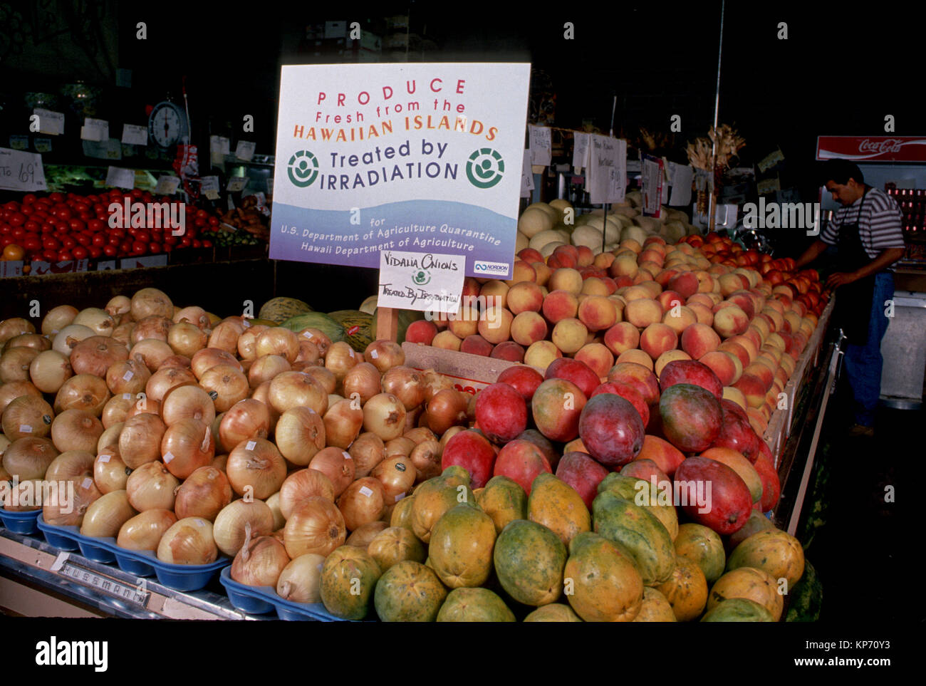 irradiated food in grocery store Stock Photo