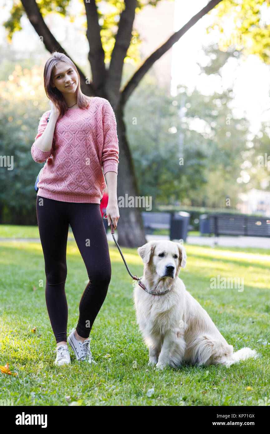 Girl Holding Dog Leash High Resolution Stock Photography and Images Alamy