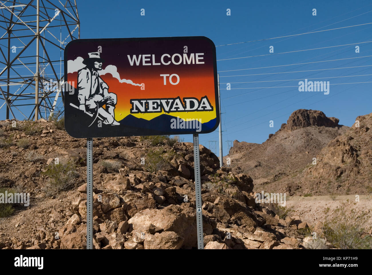 Welcome to Nevada sign, USA. Stock Photo