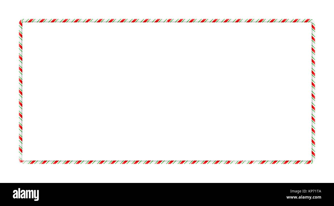 Candy cane frame border for christmas design isolated on white