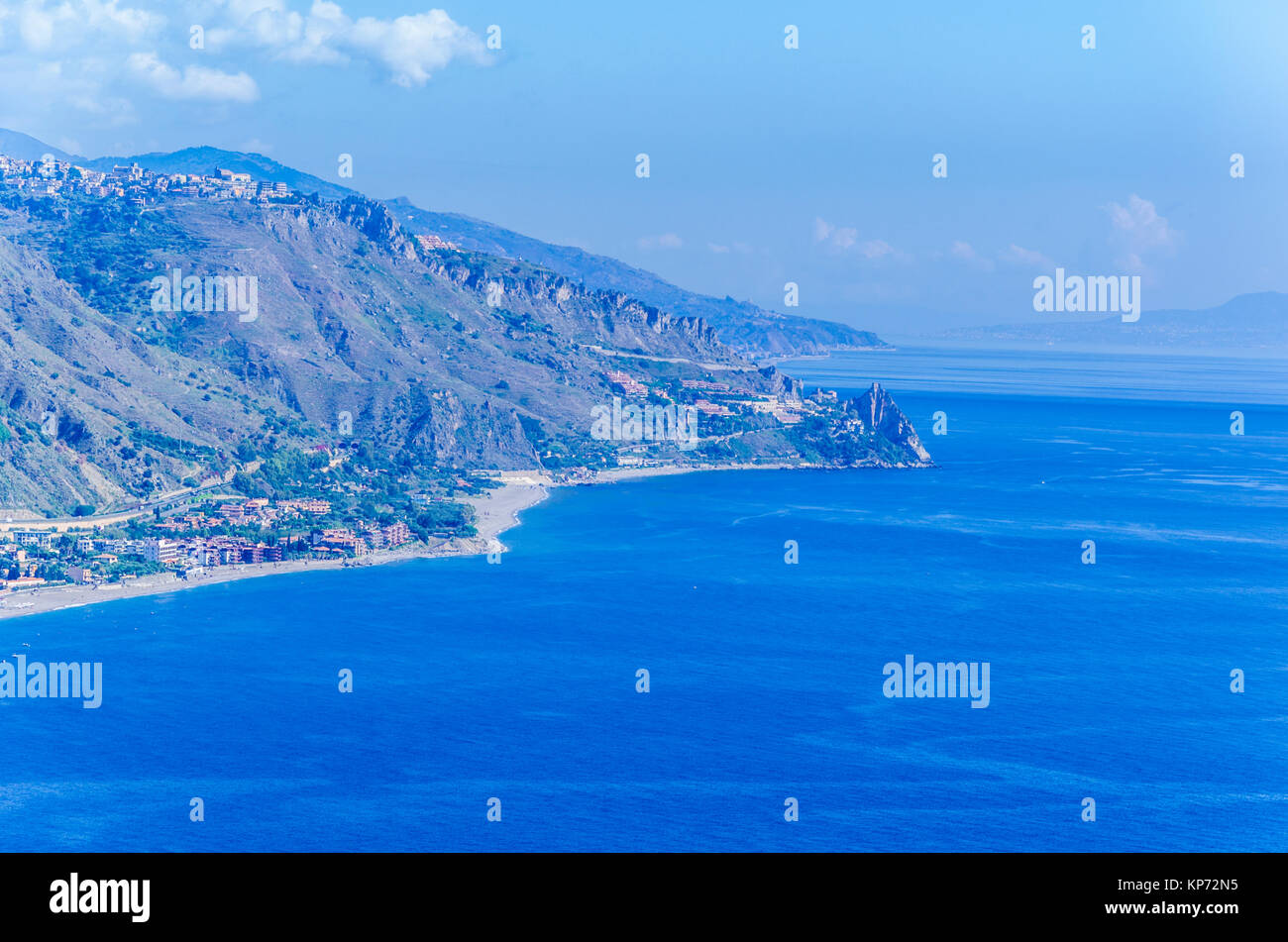 Geographic features of the Sicilian coast near the city of taormina Stock Photo