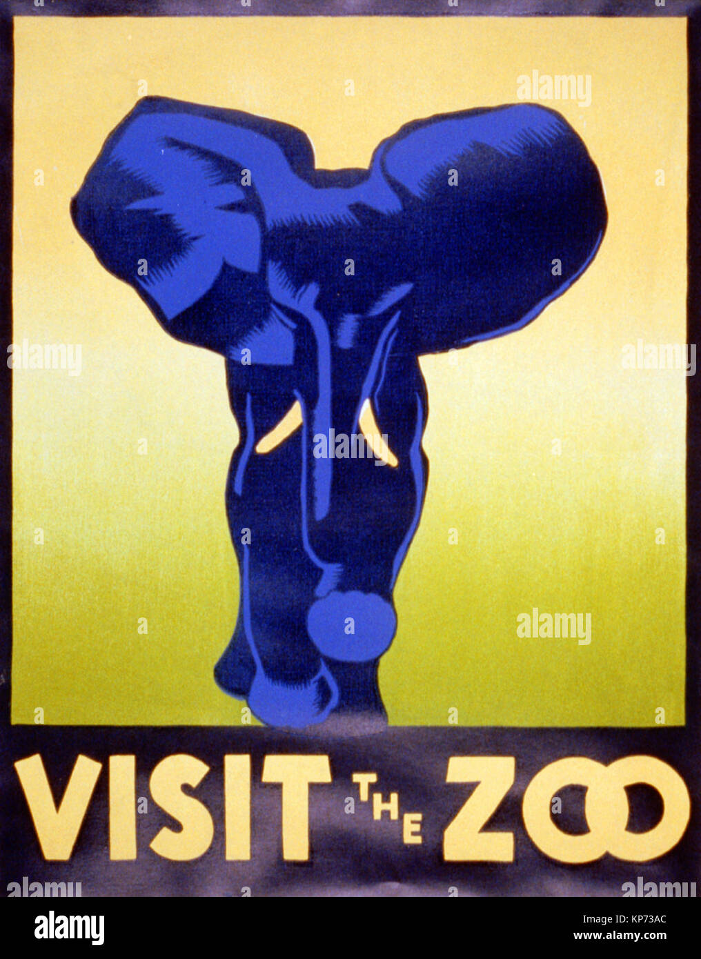 Blue elephant on 1937 poster promoting the zoo as a place to visit