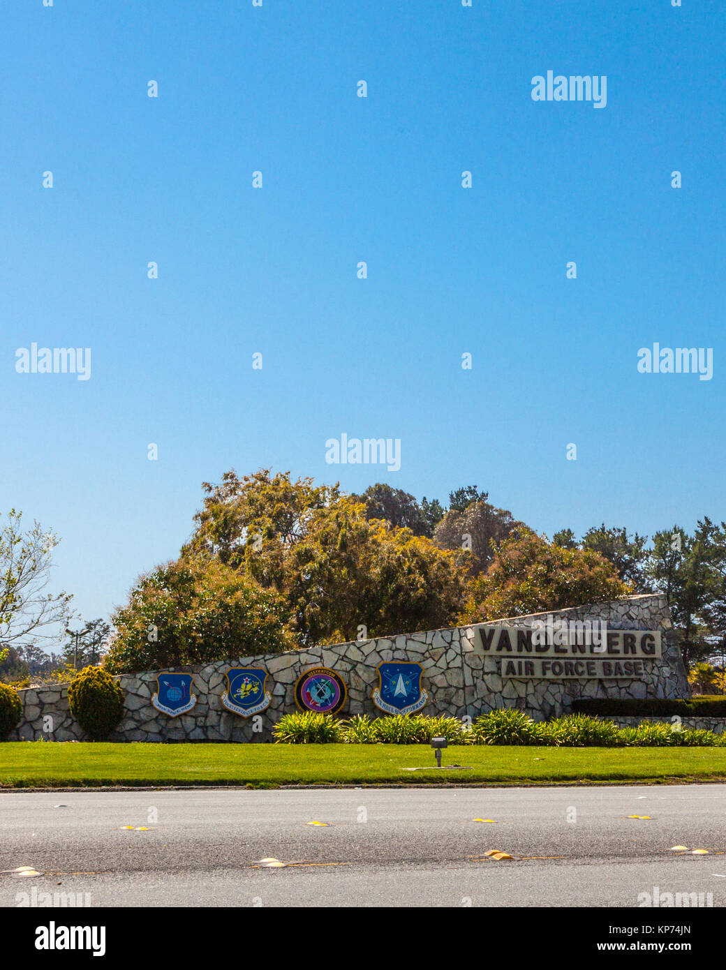 The entrance to Vandenberg Air Force base in Lompoc California 30th Space wing Fourteenth Air Force US Stratcom Air Force Space Stock Photo