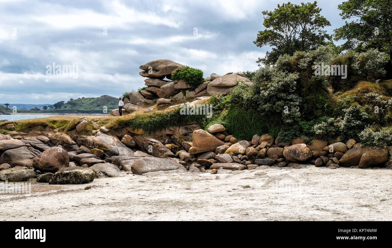Massive stones near the beach at Bretagne, France Stock Photo