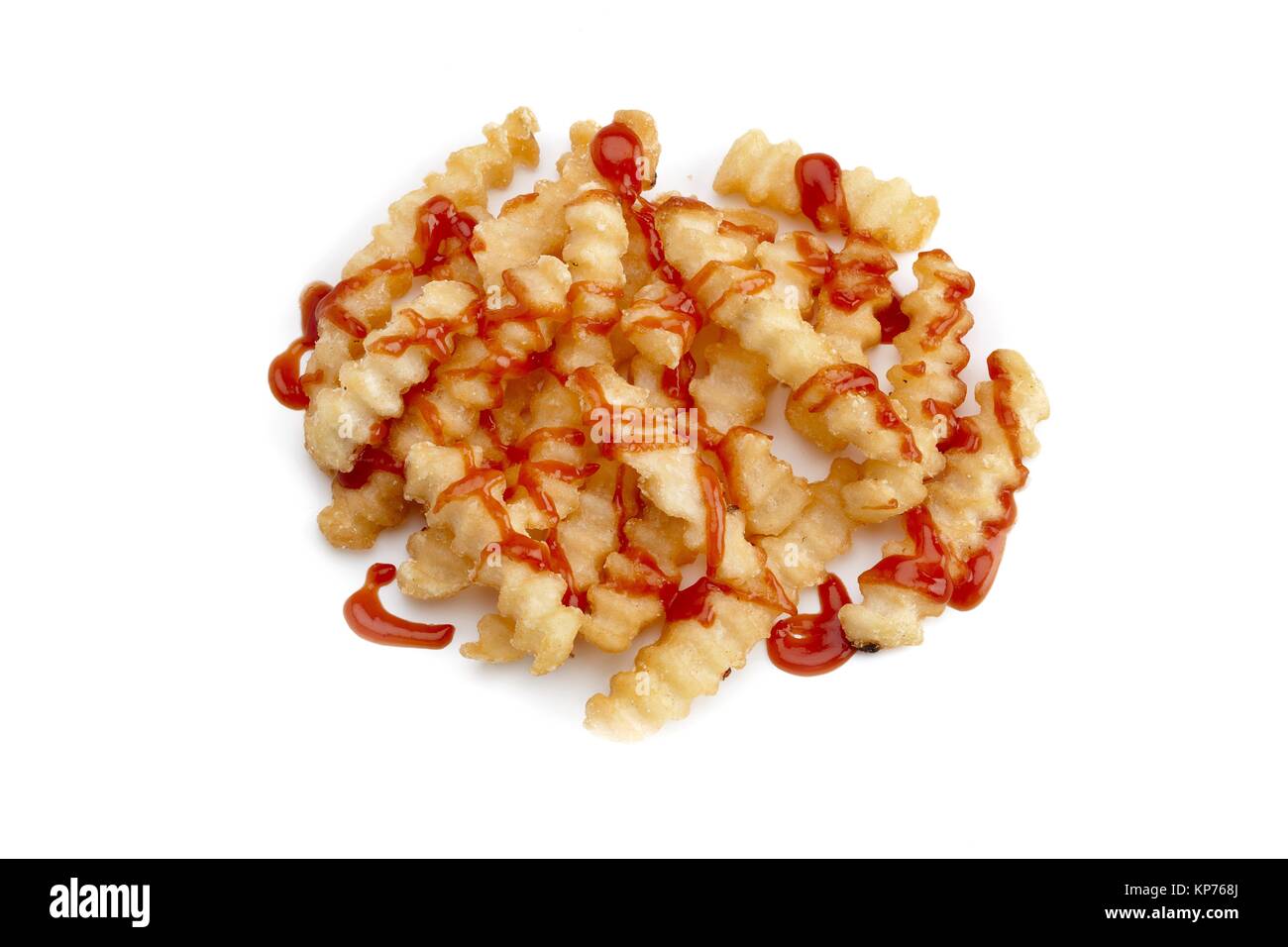 crinkle fries with catsup Stock Photo