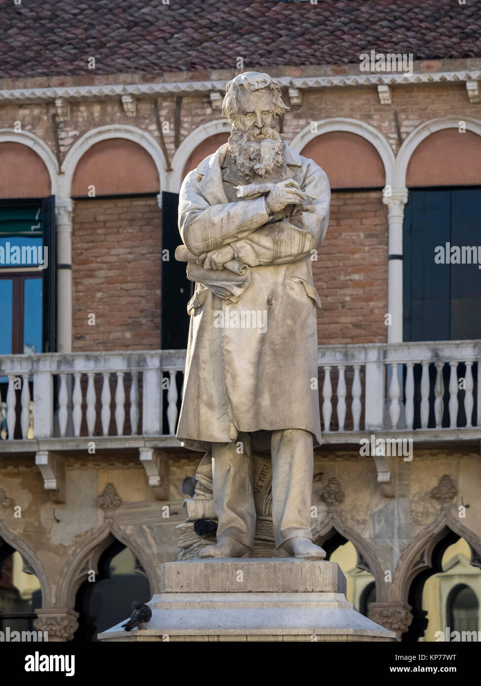 VENICE, ITALY - SEPTEMBER 12, 2017:  Statue of Niccolo Tommaseo in Campo San Stefano square Stock Photo