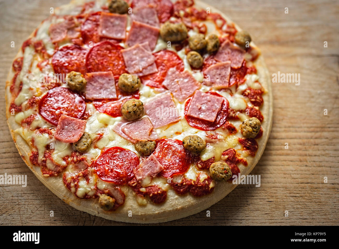 Meat feast pizza Stock Photo Alamy