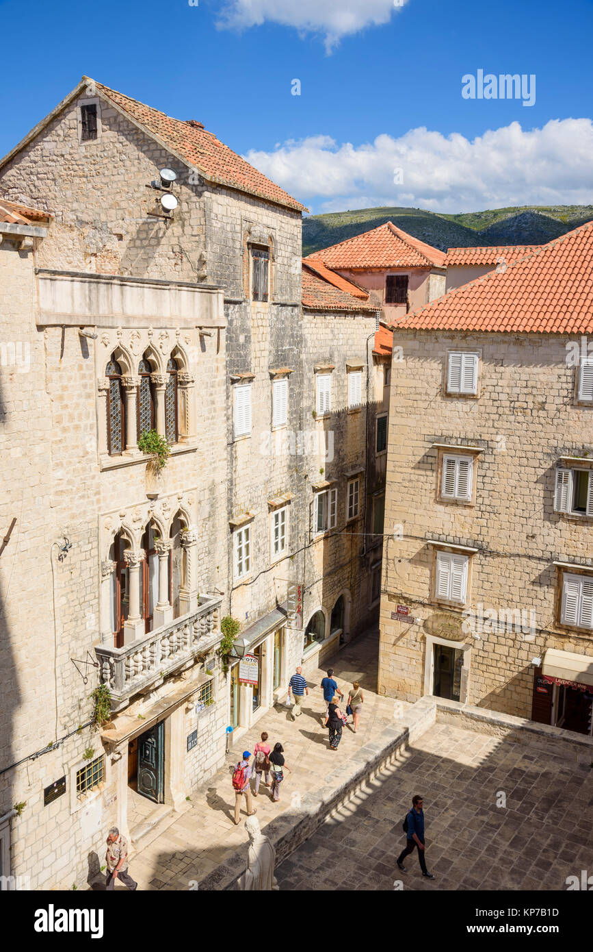 View from the bell tower, Cathedral of St Lawrence, Trogir Old Town, Croatia Stock Photo