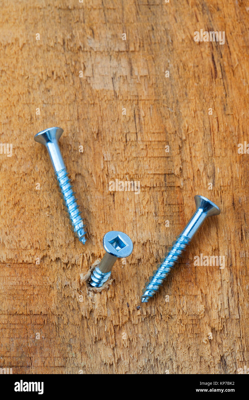 square screw in wood Stock Photo Alamy