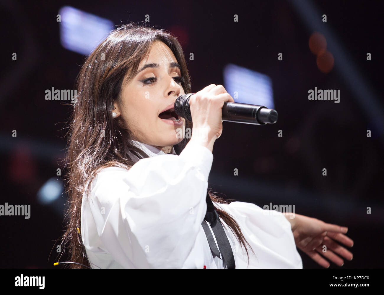 Singer Camila Cabello performs at iHeartRadio Jingle Ball 2017 Stock ...