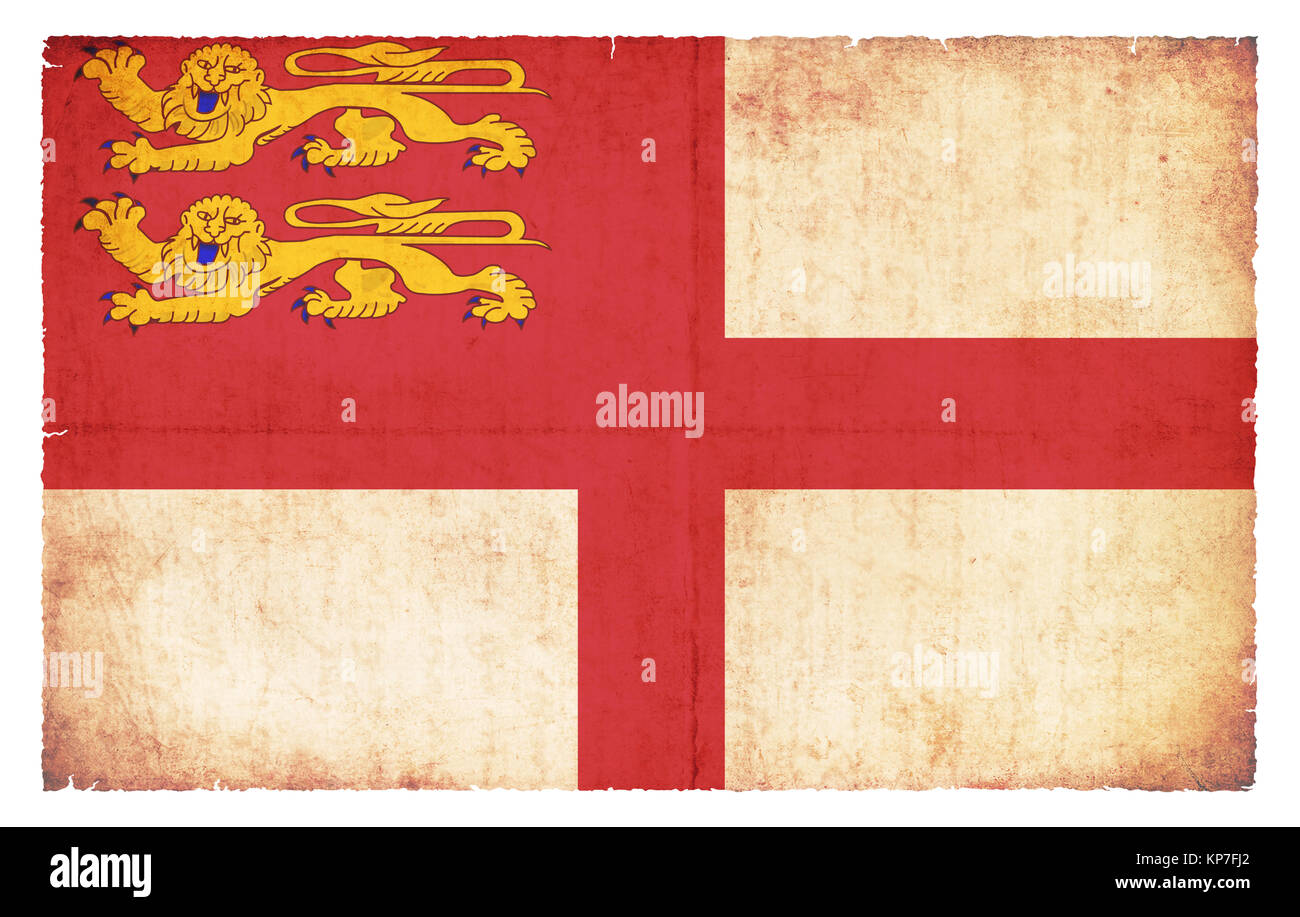 Flagge der Kanalinsel Sark (Britischer Kronbesitz) im Grunge-Design Stock Photo