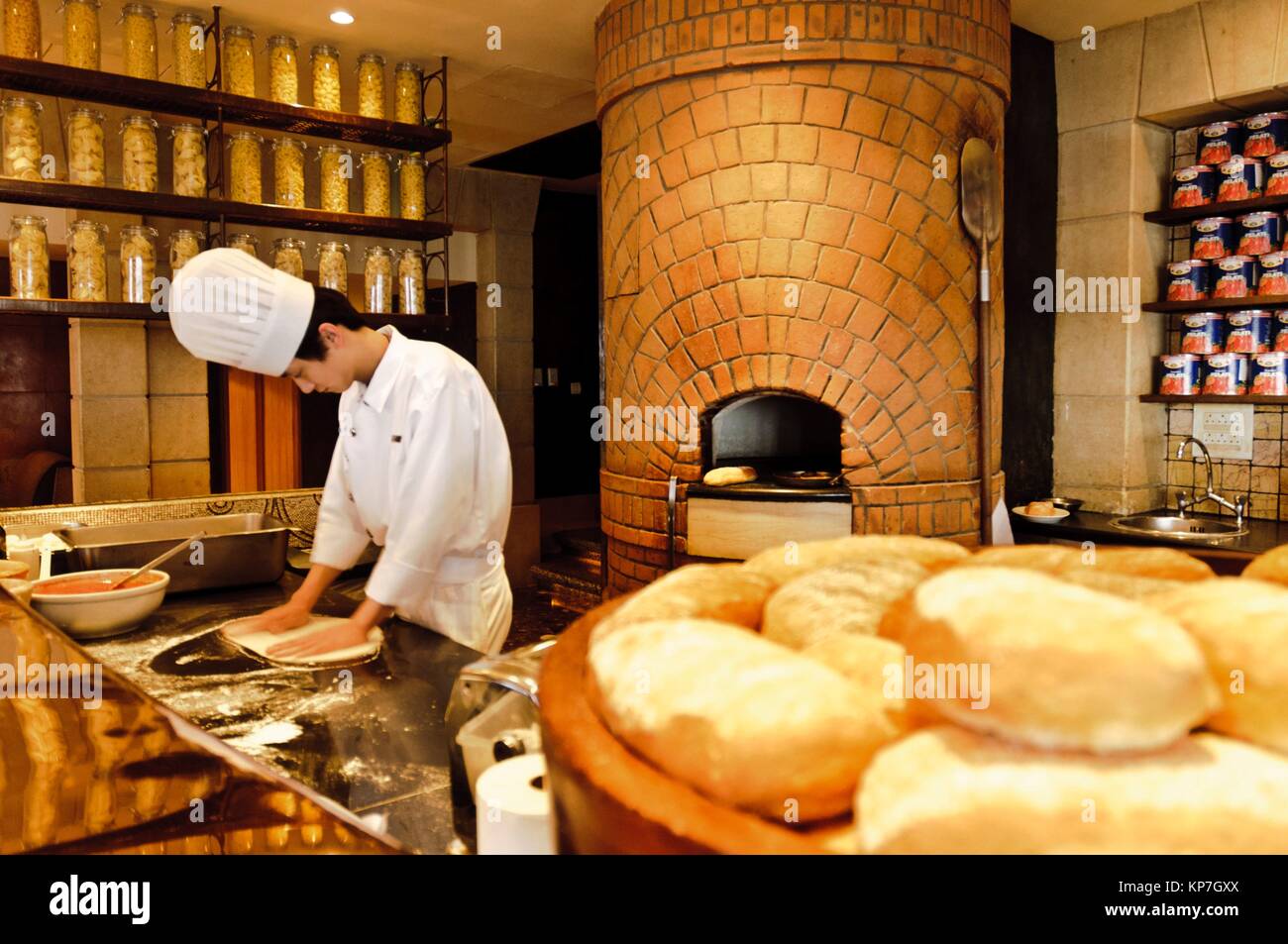 At the restaurant of the Grand Hyatt Hotel in the ´Jin Mao Tower´, Pudong Business District, Shanghai, China, Asia Stock Photo