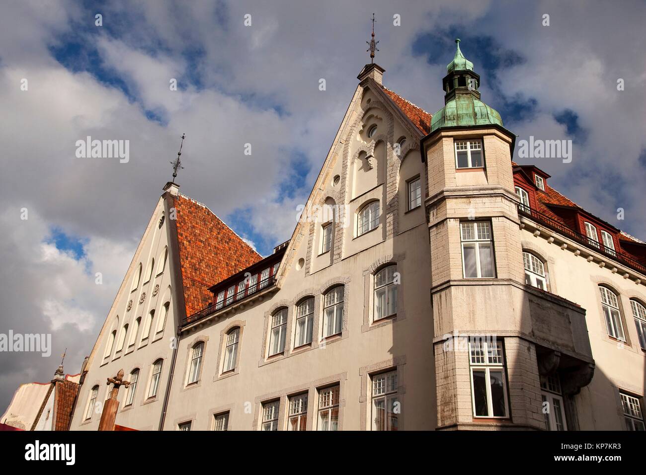 View to the traditional buildings in the old town, Tallinn, Estonia, Baltic States, Europe. Stock Photo