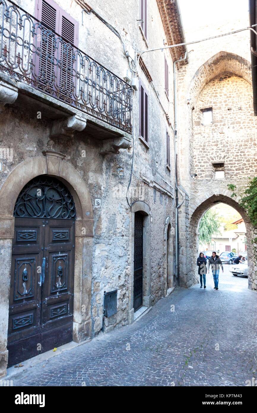 Medieval buildings in a little town. Vico nel Lazio, Lazio. Italy Stock ...