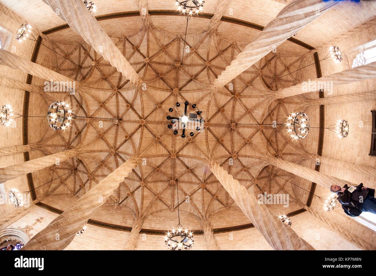 Amazing Silk Exchange buildings indoors. Valencia, Spain Stock Photo