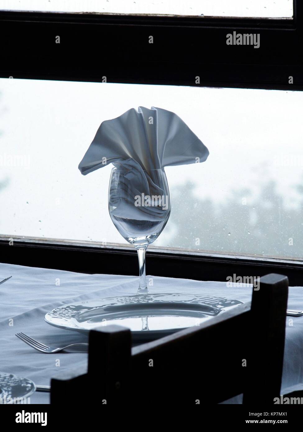 Wineglass. Gaztelu Begi restaurant at San Juan de Gaztelugatxe site