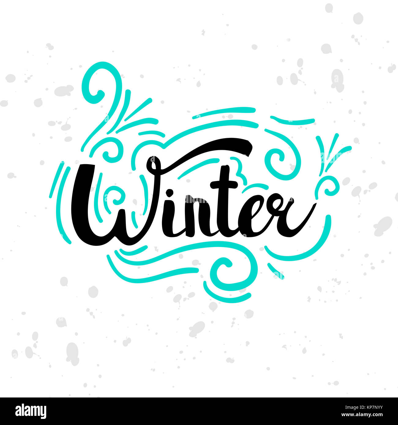 Winter text. Christmas greeting card with brush calligraphy and hand ...