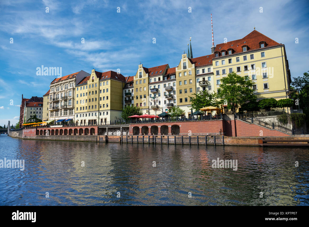 Berlin Riverside Riverside with old houses in East Center of Berlin Stock Photo - Alamy