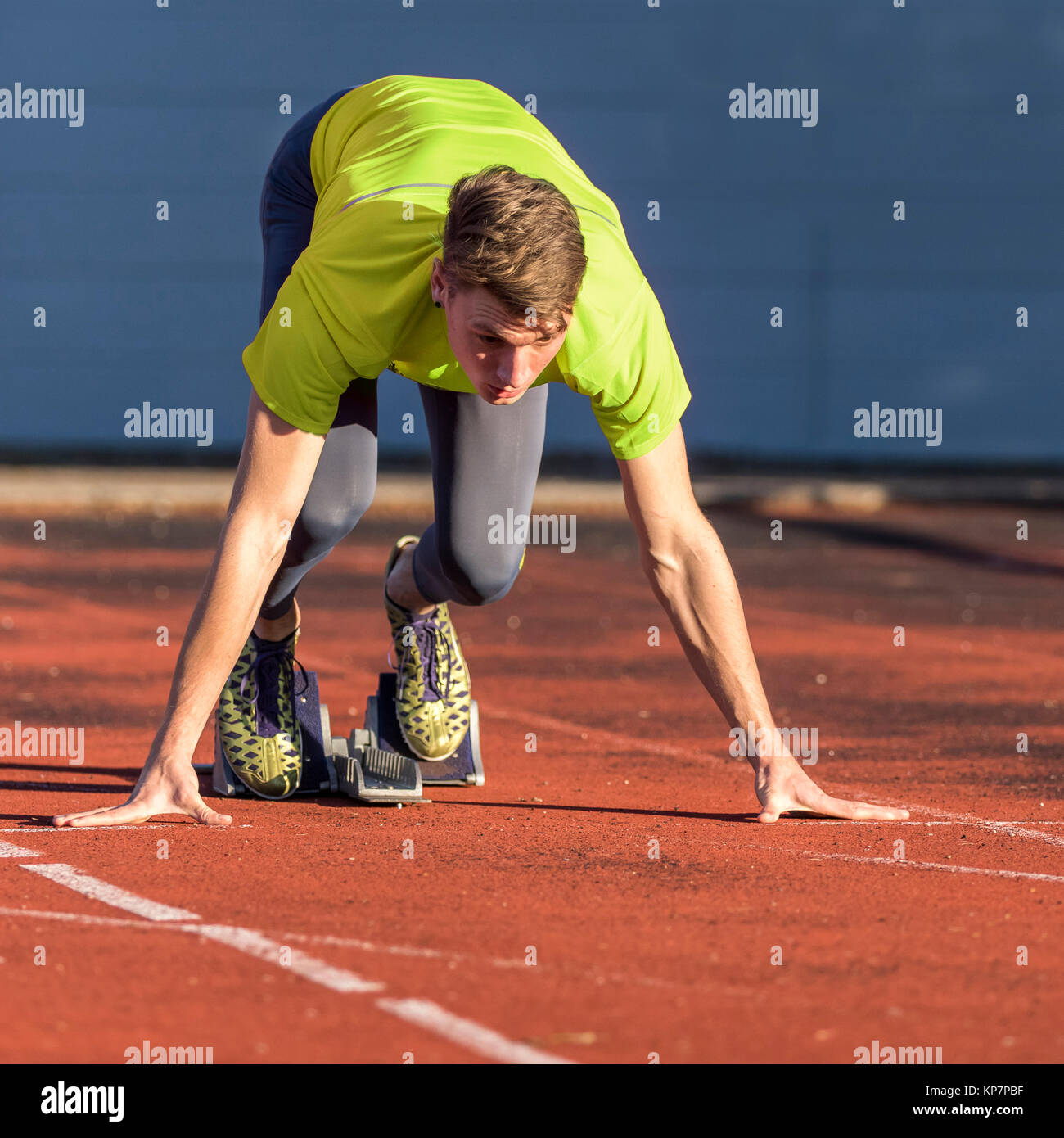 sprint start in track and field Stock Photo Alamy