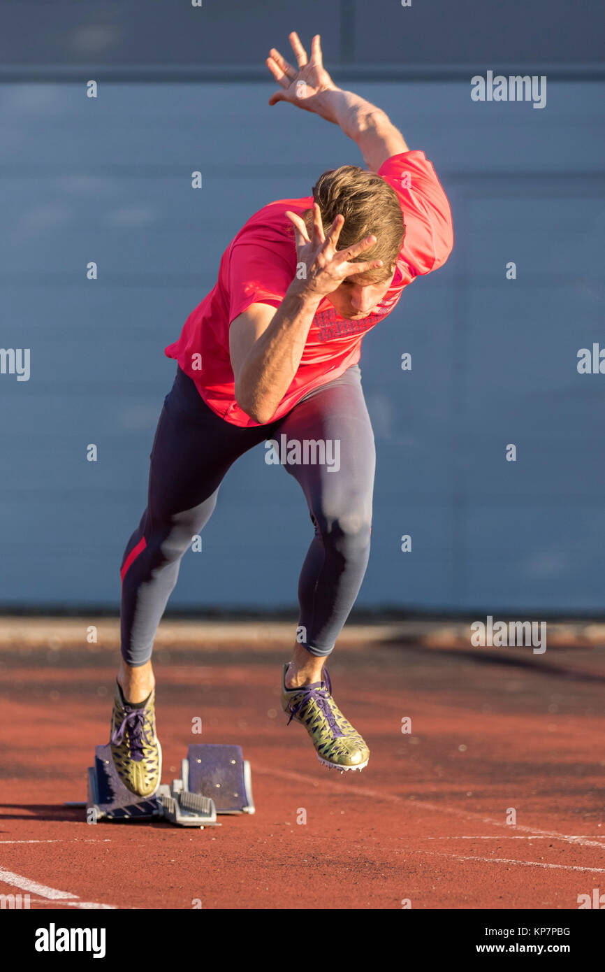 sprint start in track and field Stock Photo Alamy