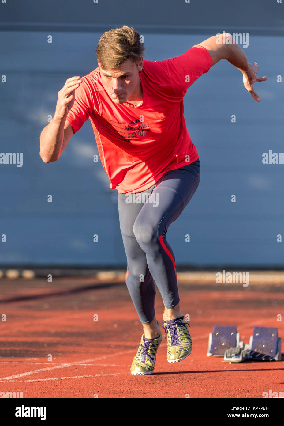 sprint start in track and field Stock Photo Alamy