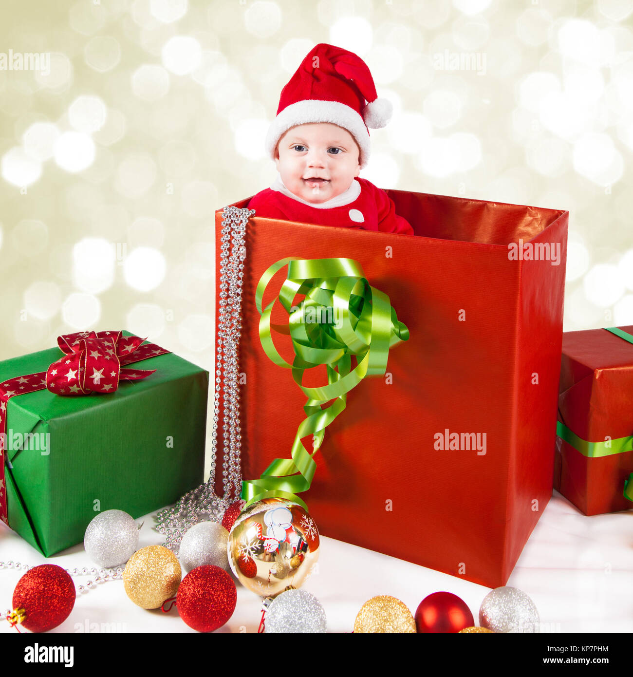 Baby boy Christmas portrait Stock Photo Alamy