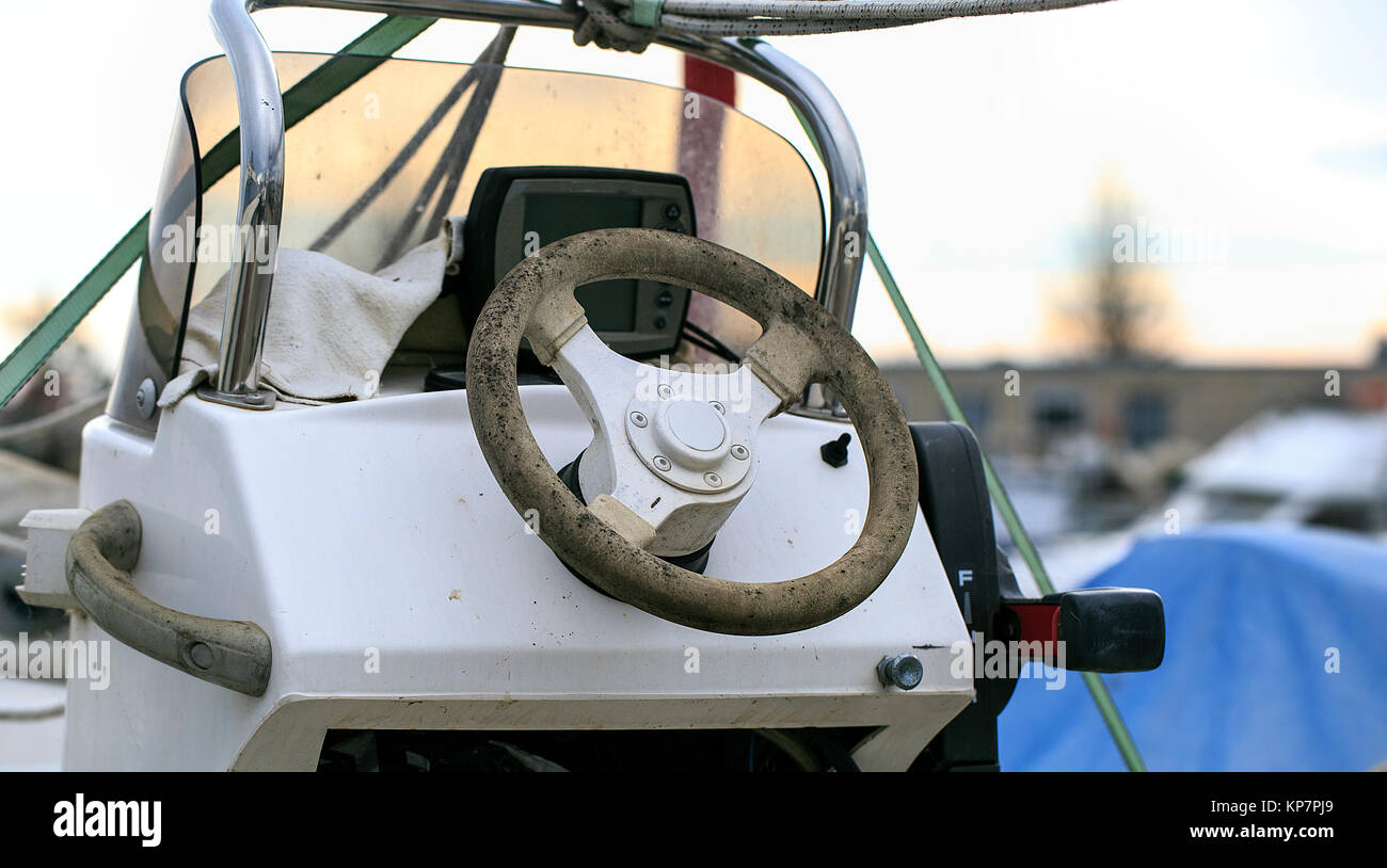 Old and broken boat in repair Stock Photo Alamy