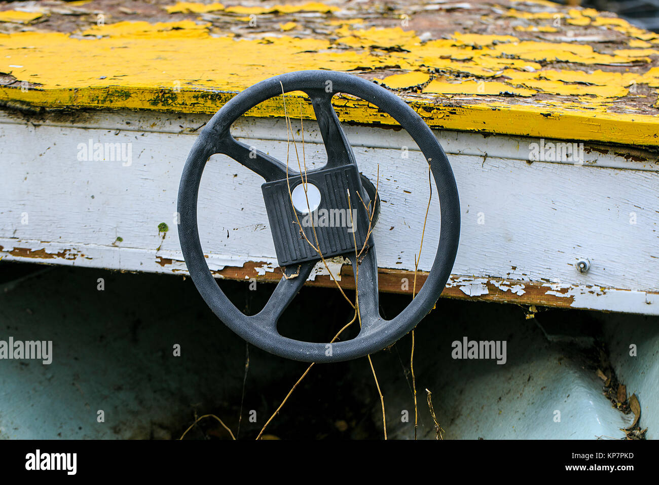 Old and broken boat in repair Stock Photo Alamy