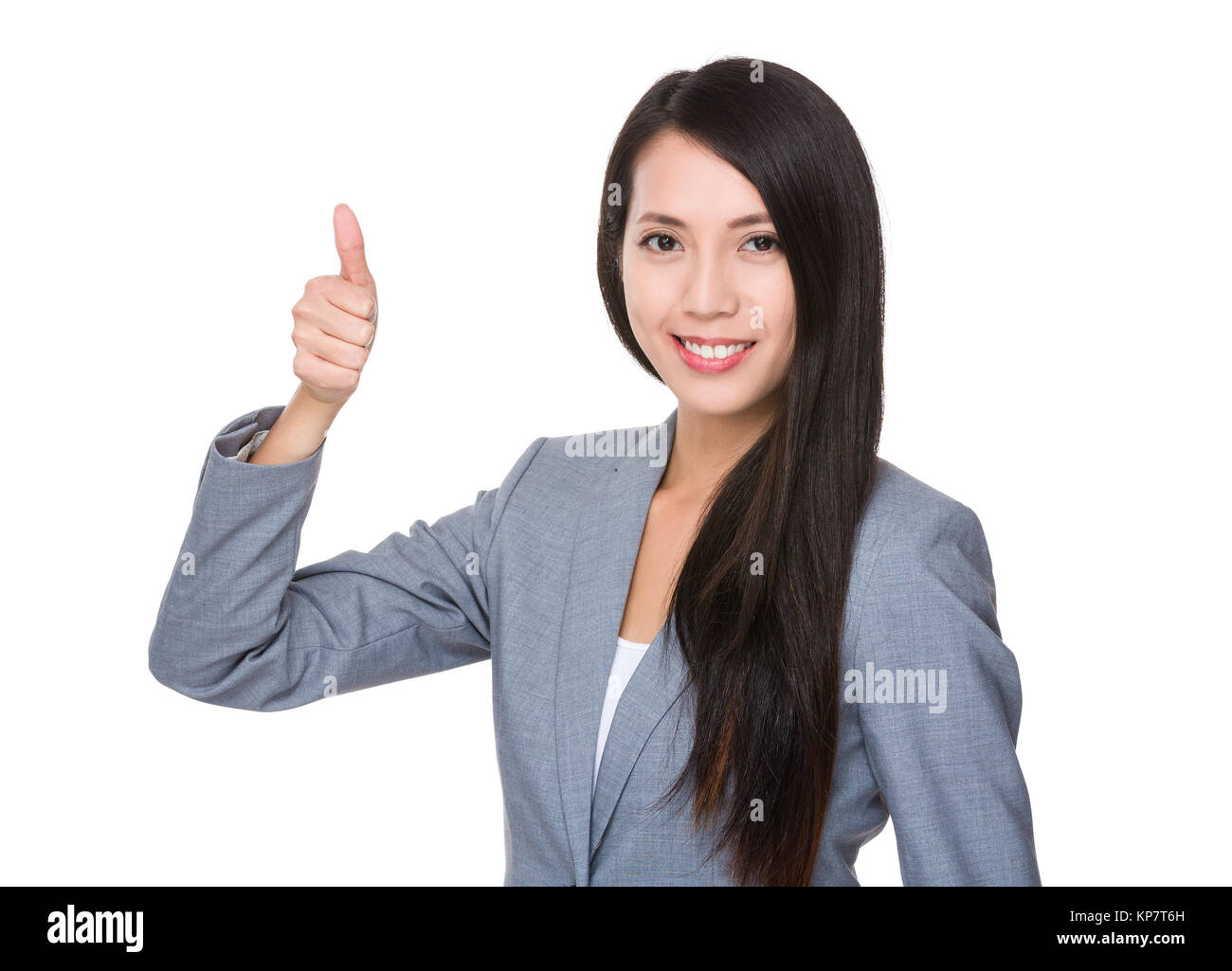 Laughing asian woman showing thumb hi-res stock photography and images ...