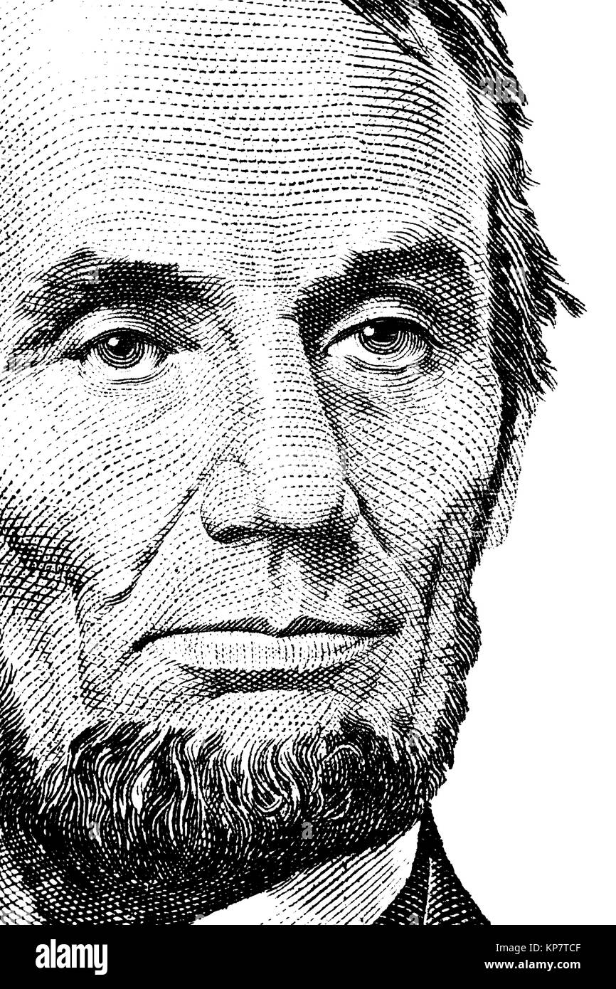 Black and white illustration portrait of Abraham Lincoln Stock Photo