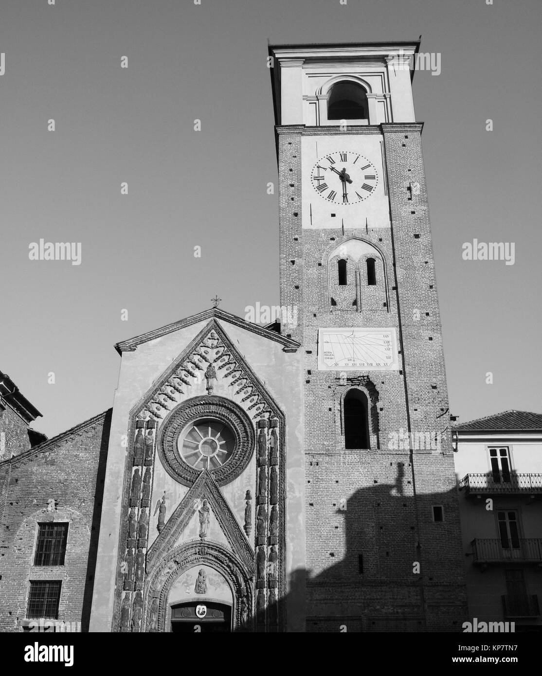 Black and white Duomo di Chivasso Stock Photo
