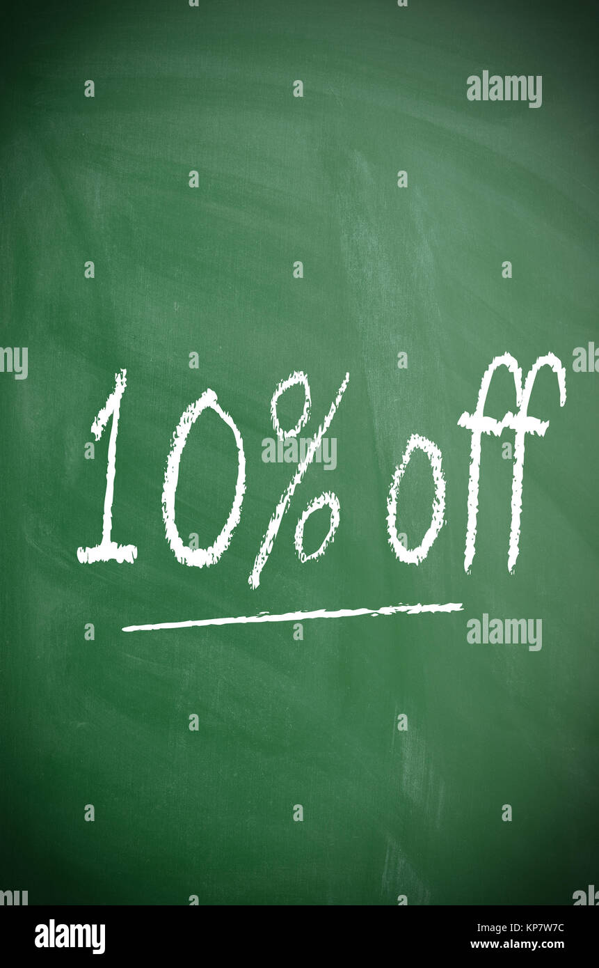 Texture of a blackboard with 10 percent off Stock Photo Alamy
