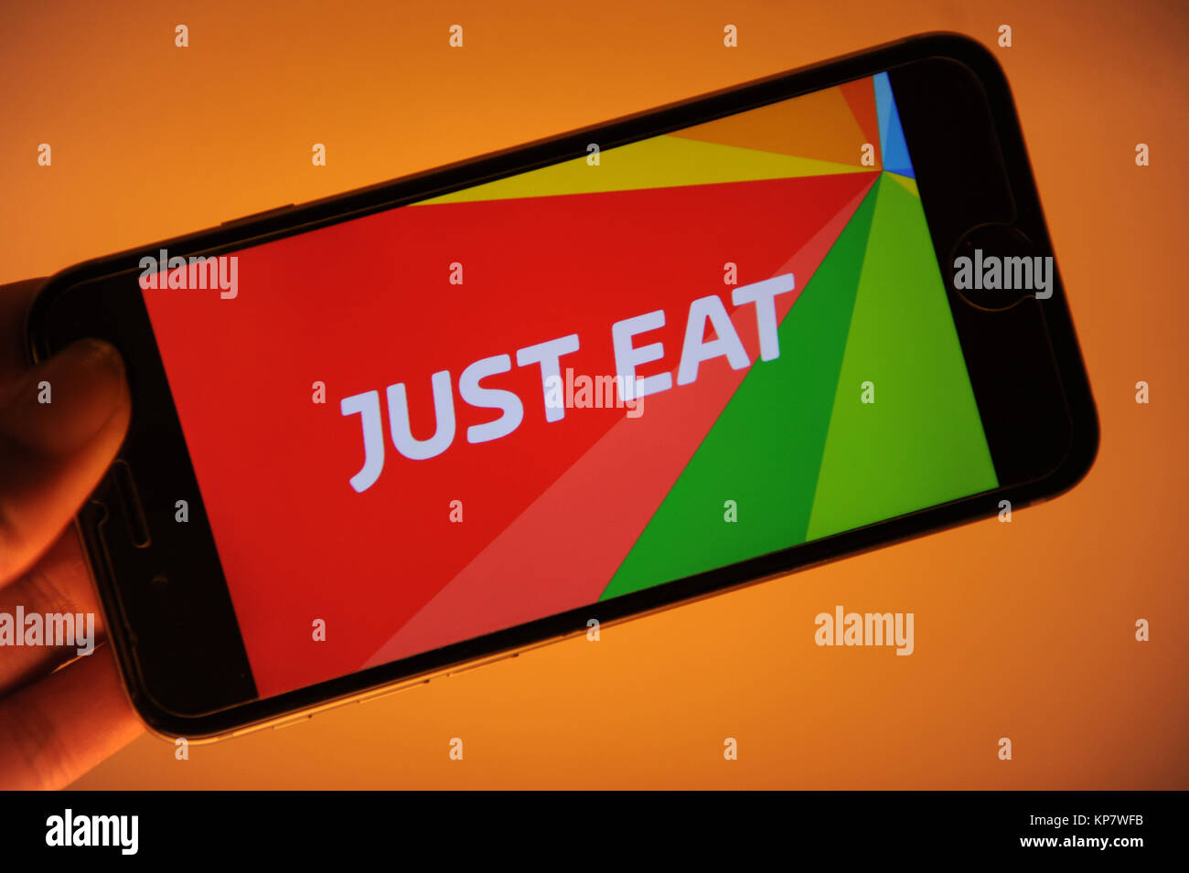 The Just East online food ordering company logo on a phone Stock Photo