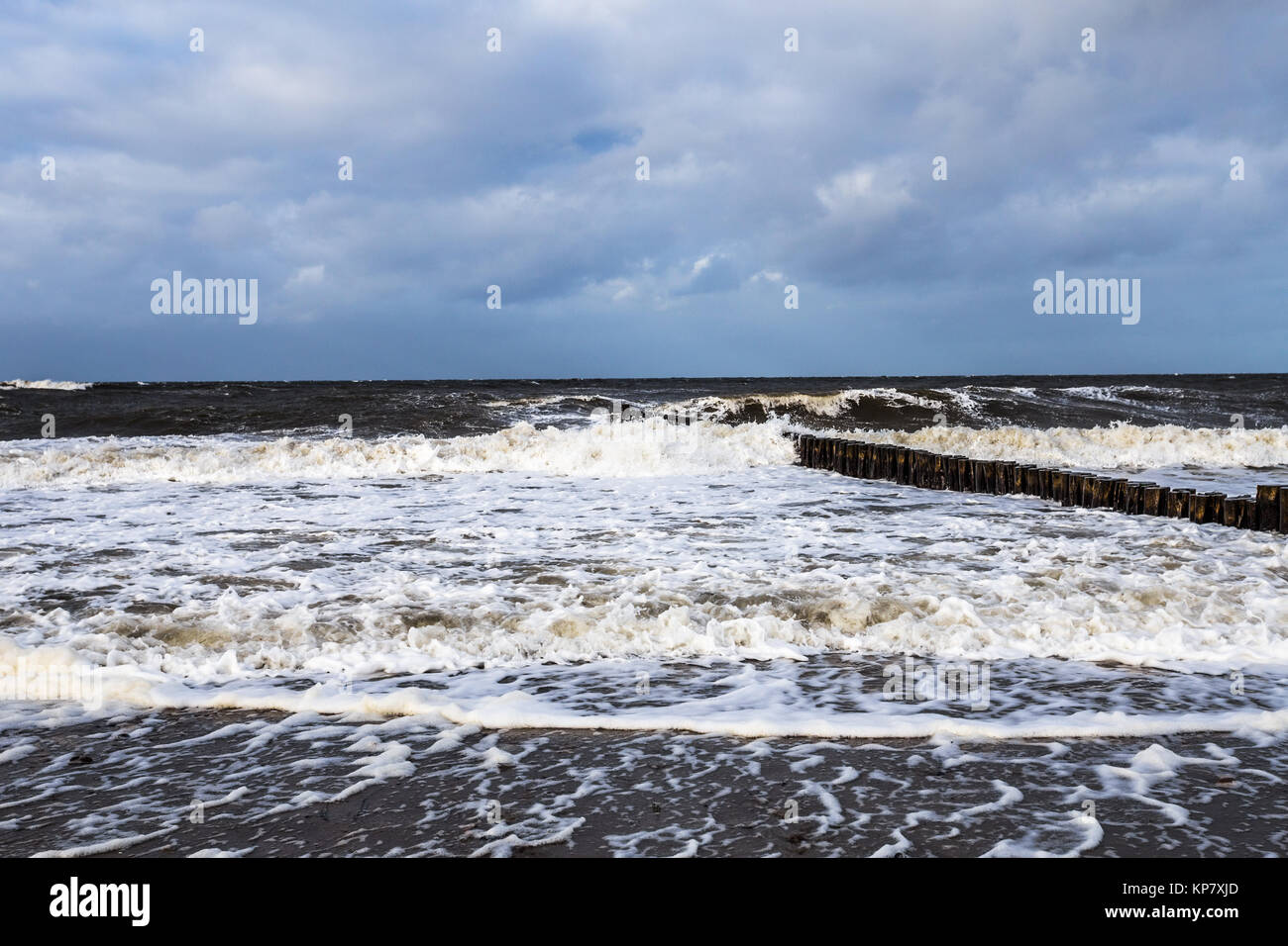 Baltic Sea beach in winter Stock Photo