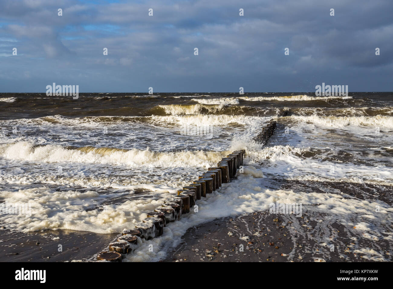 Baltic Sea beach in winter Stock Photo