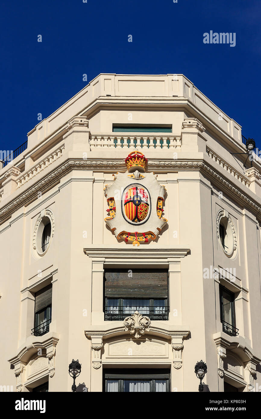 The Spanish coat of arms is a shield into six parts Stock Photo