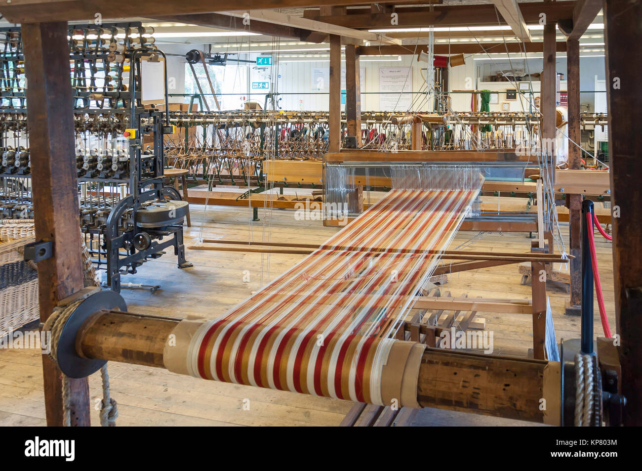 Silk manufacturing looms and equipment in Whitchurch Silk Mill, Whitchurch, Hampshire, England, United Kingdom Stock Photo