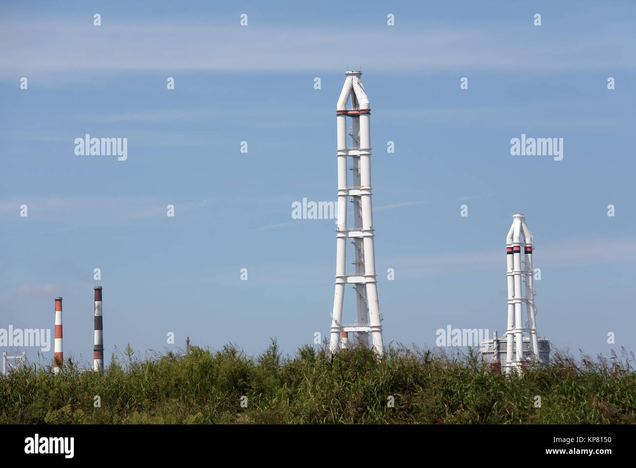smoke stack on a blue sky background Stock Photo - Alamy