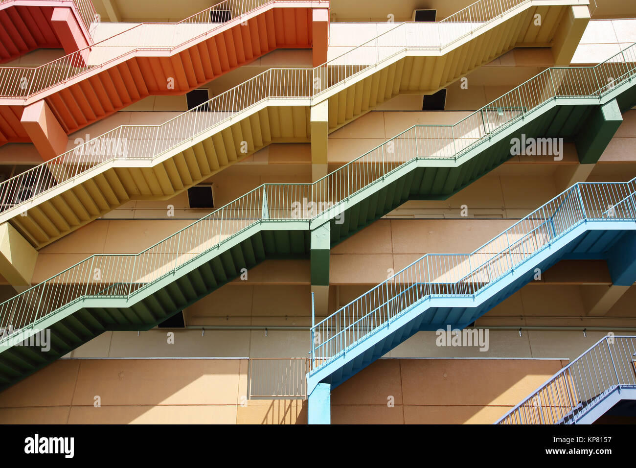 Abstract fire escape stairs background Stock Photo