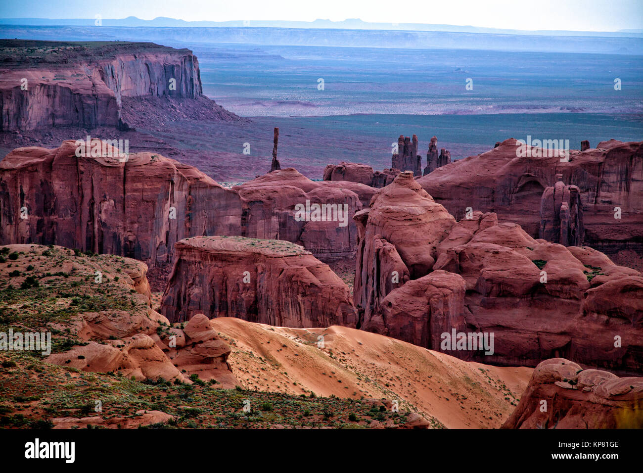 Views of Monument Valley from Hunt's Mesa,Utah. Stock Photo