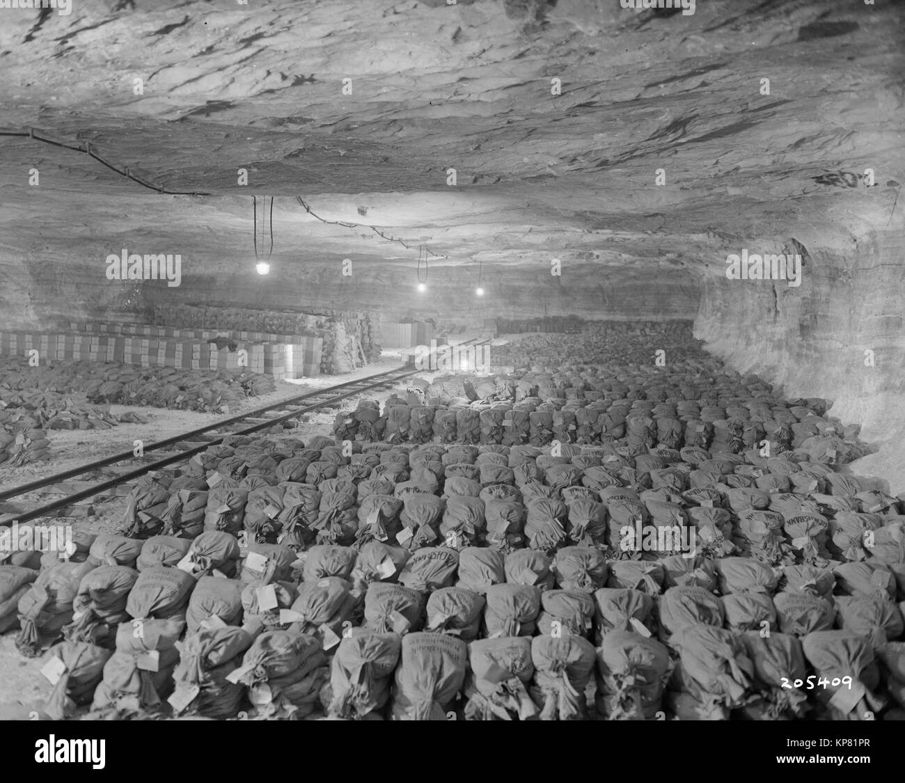 Germany. The 90th Division, the U.S. Third Army, discovered this Reichsbnk wealth, SS loot, and Berlin museum paintings that were removed from Berlin to a salt mine vault in Merkers, Germany. 04/15/1945 RG-111-SC-205409.tif Stock Photo
