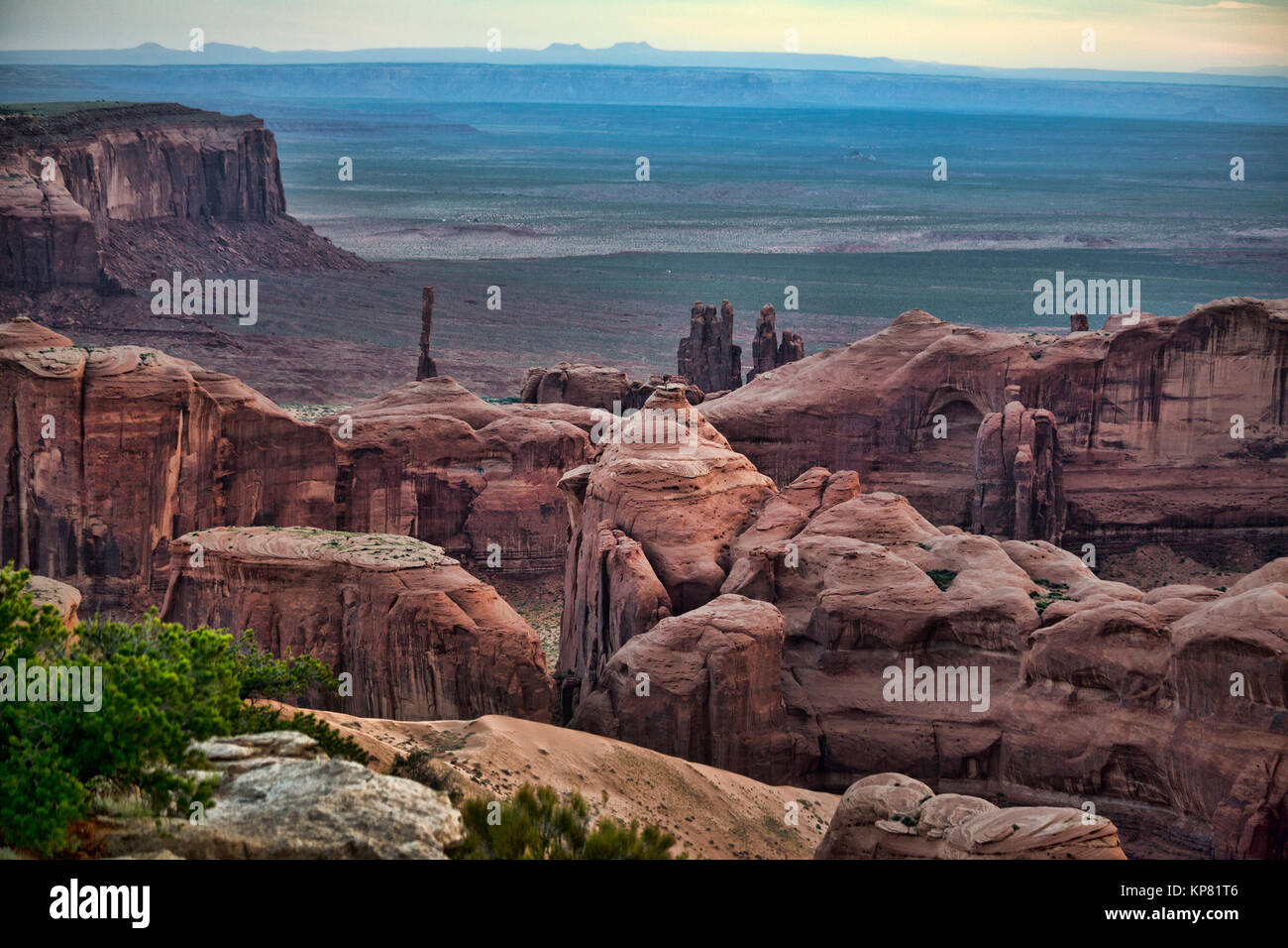 Views of Monument Valley from Hunt's Mesa,Utah. Stock Photo